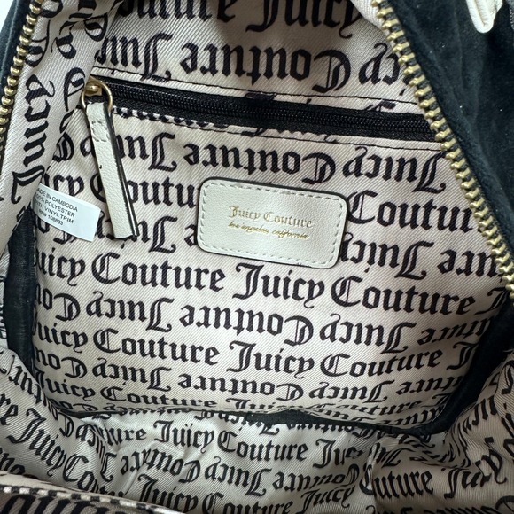 Juicy Couture Black Retro Vibe Backpack Cream Trim Heart Charm NWT‎ main image 12